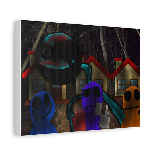 Glimbo and the Three Circles - Whimsical Canvas Art, Colorful Wall Décor, Unique Artwork for Kids' Rooms