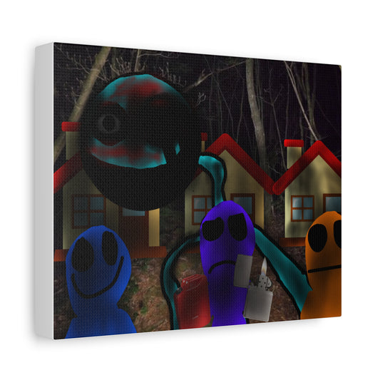 Glimbo and the Three Circles - Whimsical Canvas Art, Colorful Wall Décor, Unique Artwork for Kids' Rooms